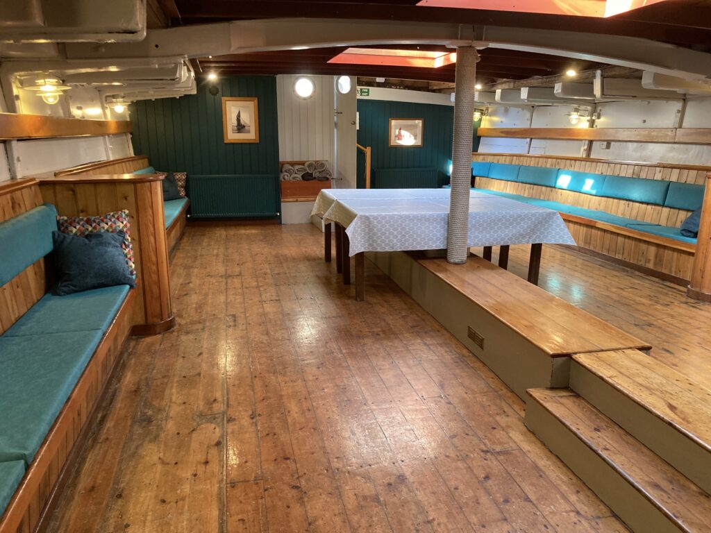 Interior of sailing barge Hydrogen
